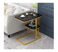 XwBaiW Tavolino A Forma Di C Con Struttura In Metallo Tavolini Ausiliario Strutturao Comodino(Black 1)