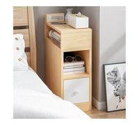 XwBaiW Tavolino Da Notte Fine Comodino Scanalato Comodini Con Stoccaggio Aperto for Camera Da Letto Soggiorno Ufficio(Wood,1 Tier)