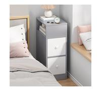 XwBaiW Tavolino Da Notte Fine Comodino Scanalato Comodini Con Stoccaggio Aperto for Camera Da Letto Soggiorno Ufficio(Grigio,25cm W 2 Tier)