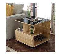 XwBaiW Tavolino Finale A Forma Di G A 3 Livelli Accent Bedside Small Sofa Coffee Tables Comodino Con Scomparti Aperti for Il Soggiorno, Camera Da Letto(Walnut,60X60X50cm)