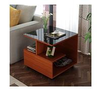 XwBaiW Tavolino Finale A Forma Di G A 3 Livelli Accent Bedside Small Sofa Coffee Tables Comodino Con Scomparti Aperti for Il Soggiorno, Camera Da Letto(Teak,40X40X50cm)