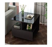 XwBaiW Tavolino Finale A Forma Di G A 3 Livelli Accent Bedside Small Sofa Coffee Tables Comodino Con Scomparti Aperti for Il Soggiorno, Camera Da Letto(Nero,60X60X50cm)