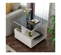 XwBaiW Tavolino Finale A Forma Di G A 3 Livelli Accent Bedside Small Sofa Coffee Tables Comodino Con Scomparti Aperti for Il Soggiorno, Camera Da Letto(Wit,50X50X50cm)