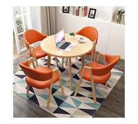 XwBaiW Tavolo Da Pranzo Rotondo for 4 Falso In Marmo E 4 Sedie Set Di Tavolo Da Cucina Moderno A 5 Pezzi(Yellow,Orange 2)