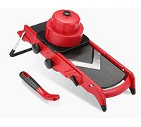 XWBLDBDFC Affettaverdure con lama a V, regolabile, multiuso, multiuso, a strisce (6/9 mm), fette (1-6 mm), cubi (quadrati/rombi) mandolino, colore: rosso nero