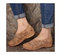 XWCG Pantofole Donna Sandali Estivi Zeppa Ortopediche Estive Comode Plateau Ciabatte Antiscivolo Scarpe Spiaggia Punta Chiusa Comfort Tinta Unita,Marrone,US6/EU37