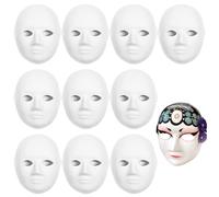 Xweptuy 10 Pezzi Maschera Bianca 7x9, 5 Maschera per Mascherata in cartapesta Portatile a Pieno facciale Fai da Te con Fascia Elastica per la Festa di Cosplay