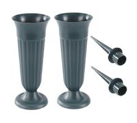 Xweptuy 2 vasi da Fiori per tombe, vasi per tombe in plastica con Punta e Base, portafiori Rimovibili, commemorativi per all'aperto