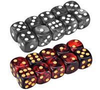 Xweptuy Dadi D6 20 Pezzi 16 mm Modello Perla Set di Dadi a 6 Facce Giochi ad Angolo Tondo Acrilico con 1-6 Giochi Divertenti per Forniture per Feste Nero e Rosso