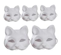 Xweptuy Maschera per gatti da 5 pezzi con rete per gli occhi da dipingere, maschera Therian da 7x7x3 pollici con cinturino elastico Puntelli per costumi pelosi fai-da-te per la festa di cosplay di