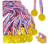 Xweptuy Medaglie per Bambini, medaglia d'oro in plastica da 100 Pezzi, Premio Impermeabile Impermeabile, partecipazione Portatile PE