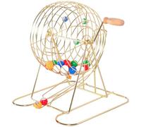 Xweptuy Set da bingo Il set da gioco del bingo a manovella include 1 gabbia e 50 palline, gioco in metallo con serratura e scivolo per feste, riunioni annuali, carnevale n. 1