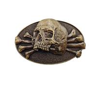 Xwest Fibbia per cintura con teschio, Teschio-ottone, 1.5 inch