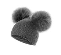 XWGlory Cappello Lavorato A Maglia per Bambini Cappello Invernale con Pom Pom in Pelliccia Calda per Le Neonate 1-3y
