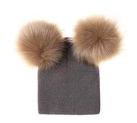XWGlory Cappello Lavorato A Maglia per Bambini Cappello Invernale con Pom Pom in Pelliccia Calda per Le Neonate 1-3y