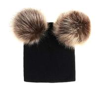 XWGlory Cappello Lavorato A Maglia per Bambini Cappello Invernale con Pom Pom in Pelliccia Calda per Le Neonate 1-3y