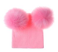 XWGlory Cappello Lavorato A Maglia per Bambini Cappello Invernale con Pom Pom in Pelliccia Calda per Le Neonate 1-3y