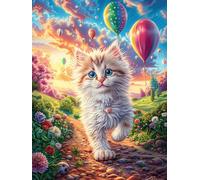XWhite Kitten with A Balloon Puzzle 500 Pezzi Rompicapo Creativo Artistico Science Fiction Magical Dream Stimolo Della Creatività Attività Per Il Tempo Libero Regalo Per Persone Creative 500 PCS