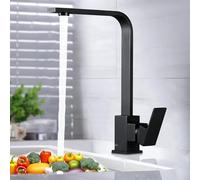 XWIHTR miscelatore rotante a 360° caldo e freddo per cucina in acciaio inox, miscelatore monocomando per lavello, antigoccia con rubinetto silenzioso per lavello (nero)