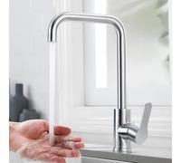 XWIHTR miscelatore rotante a 360° caldo e freddo per cucina in acciaio inox, miscelatore monocomando per lavello doppio, antigoccia con rubinetto silenzioso per lavello per verdure (cromato)