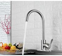 XWIHTR miscelatore rotante a 360° caldo e freddo per cucina in acciaio inox, miscelatore monocomando per lavello doppio, antigoccia con rubinetto silenzioso per lavello per verdure (spazzolato)