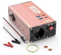 XWJNE 600W Inverter 12V 220V, Invertitore di Tensione con 1 Presa AC EU, 2 USB-A, 2 USB-C, Convertitore Onda Modificata Include Cavo Accendisigari e Pinze a Coccodrillo, per Auto, Camper, Viaggi