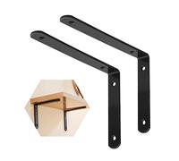 XWJOYW 2X Staffe per mensole in Metallo, Staffa per mensola a L da 10/15/20/25 cm, Staffa in Ferro da Parete, Staffa di Supporto per mensole fisse per mobili Fai da Te/Decorativi - Nero/Bianco, ne