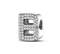 XWN Ciondolo Argento Sterling 925 Lettere con Cubic Zirconia Pendenti per Pandora Braccialetti, Compatibile con Braccialetti e Collane europei, perfetto Regali per Moglie e Ragazze