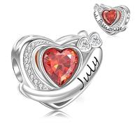 XWN Donna Bead Charm Ciondolo 12 Pietra natale Argento Sterling 925 con Cubic Zirconia Pendenti per Pandora Braccialetti, Compatibile con Braccialetti e Collane europei