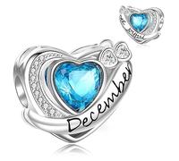 XWN Donna Bead Charm Ciondolo 12 Pietra natale Argento Sterling 925 con Cubic Zirconia Pendenti per Pandora Braccialetti, Compatibile con Braccialetti e Collane europei
