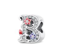 XWN Lettera Bead Charm Ciondolo Alfabeto Argento Sterling 925 con Cubic Zirconia Pendenti per Pandora Braccialetti, Compatibile con Braccialetti e Collane europei