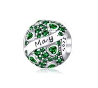 XWN Women's Birthstone Charm Pendant for Bracelet 925 Sterling Silver 12 Birthstone Charms Beads Compatible with Pandora Bracelet, Compatible with European Bracelet and Necklace for Women and Girls