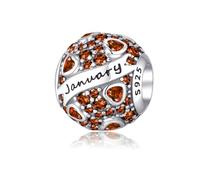 XWN Women's Birthstone Charm Pendant for Bracelet 925 Sterling Silver 12 Birthstone Charms Beads Compatible with Pandora Bracelet, Compatible with European Bracelet and Necklace for Women and Girls