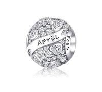 XWN Women's Birthstone Charm Pendant for Bracelet 925 Sterling Silver 12 Birthstone Charms Beads Compatible with Pandora Bracelet, Compatible with European Bracelet and Necklace for Women and Girls