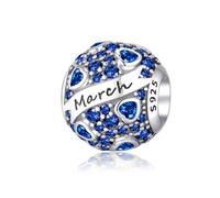 XWN Women's Birthstone Charm Pendant for Bracelet 925 Sterling Silver 12 Birthstone Charms Beads Compatible with Pandora Bracelet, Compatible with European Bracelet and Necklace for Women and Girls