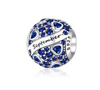 XWN Women's Birthstone Charm Pendant for Bracelet 925 Sterling Silver 12 Birthstone Charms Beads Compatible with Pandora Bracelet, Compatible with European Bracelet and Necklace for Women and Girls