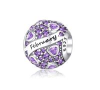 XWN Women's Birthstone Charm Pendant for Bracelet 925 Sterling Silver 12 Birthstone Charms Beads Compatible with Pandora Bracelet, Compatible with European Bracelet and Necklace for Women and Girls