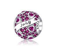 XWN Women's Birthstone Charm Pendant for Bracelet 925 Sterling Silver 12 Birthstone Charms Beads Compatible with Pandora Bracelet, Compatible with European Bracelet and Necklace for Women and Girls