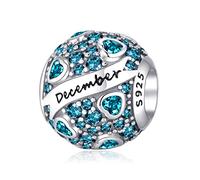 XWN Women's Birthstone Charm Pendant for Bracelet 925 Sterling Silver 12 Birthstone Charms Beads Compatible with Pandora Bracelet, Compatible with European Bracelet and Necklace for Women and Girls
