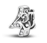 XWN Women's Numbers 0-9 Charm Pendant for Bracelet 925 Sterling Silver Charms Beads Compatible with Pandora Bracelet and Necklace, Compatible with European Bracelets for Women and Girls