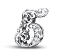XWN Women's Numbers 0-9 Charm Pendant for Bracelet 925 Sterling Silver Charms Beads Compatible with Pandora Bracelet and Necklace, Compatible with European Bracelets for Women and Girls