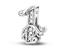 XWN Women's Numbers 0-9 Charm Pendant for Bracelet 925 Sterling Silver Charms Beads Compatible with Pandora Bracelet and Necklace, Compatible with European Bracelets for Women and Girls