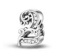XWN Women's Numbers 0-9 Charm Pendant for Bracelet 925 Sterling Silver Charms Beads Compatible with Pandora Bracelet and Necklace, Compatible with European Bracelets for Women and Girls