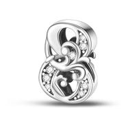 XWN Women's Numbers 0-9 Charm Pendant for Bracelet 925 Sterling Silver Charms Beads Compatible with Pandora Bracelet and Necklace, Compatible with European Bracelets for Women and Girls