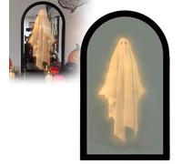 XWNGDAFEVF 2025 Novelty Halloween Ghost Mirror Spooky Scary Ghosts Indoor Decor Haunted Mirror Party Supplies Wall Mount And Desktop Light Mirror(L, A)