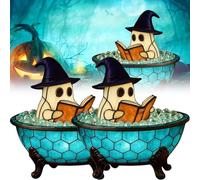 XWNGDAFEVF Halloween Lampada da Bagno a Bolla Fantasma Ghost-Theme Accento Vasca da Bagno Lampada Carino Luce Notturna a LED Regalo per Halloween Festa, 2Pack