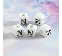 XWNXQ 10-100 Pezzi di Perline con Lettere da 8 mm, Perline sfuse in Ceramica quadrate con Foro Grande, per Braccialetti di Perline Fai da Te, collane, Portachiavi e creazione di Gioielli