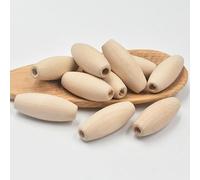 XWNXQ 100 Pezzi 29/45 mm Perline di Legno ovali Naturali sfuse, Perline di Legno con Foro Grande per infilare, per Artigianato Fai da Te, collane di Perline, Gioielli Accessori