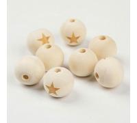 XWNXQ 120 Pezzi di Perline di Legno Stampate da 20 mm con Foro Grande, Perline di Legno Rotonde Naturali a Forma di Faccina Sorridente, per Portachiavi Fai da Te, Braccialetti, Orecchini, collane