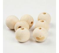 XWNXQ 120 Pezzi di Perline di Legno Stampate da 20 mm con Foro Grande, Perline di Legno Rotonde Naturali a Forma di Faccina Sorridente, per Portachiavi Fai da Te, Braccialetti, Orecchini, collane